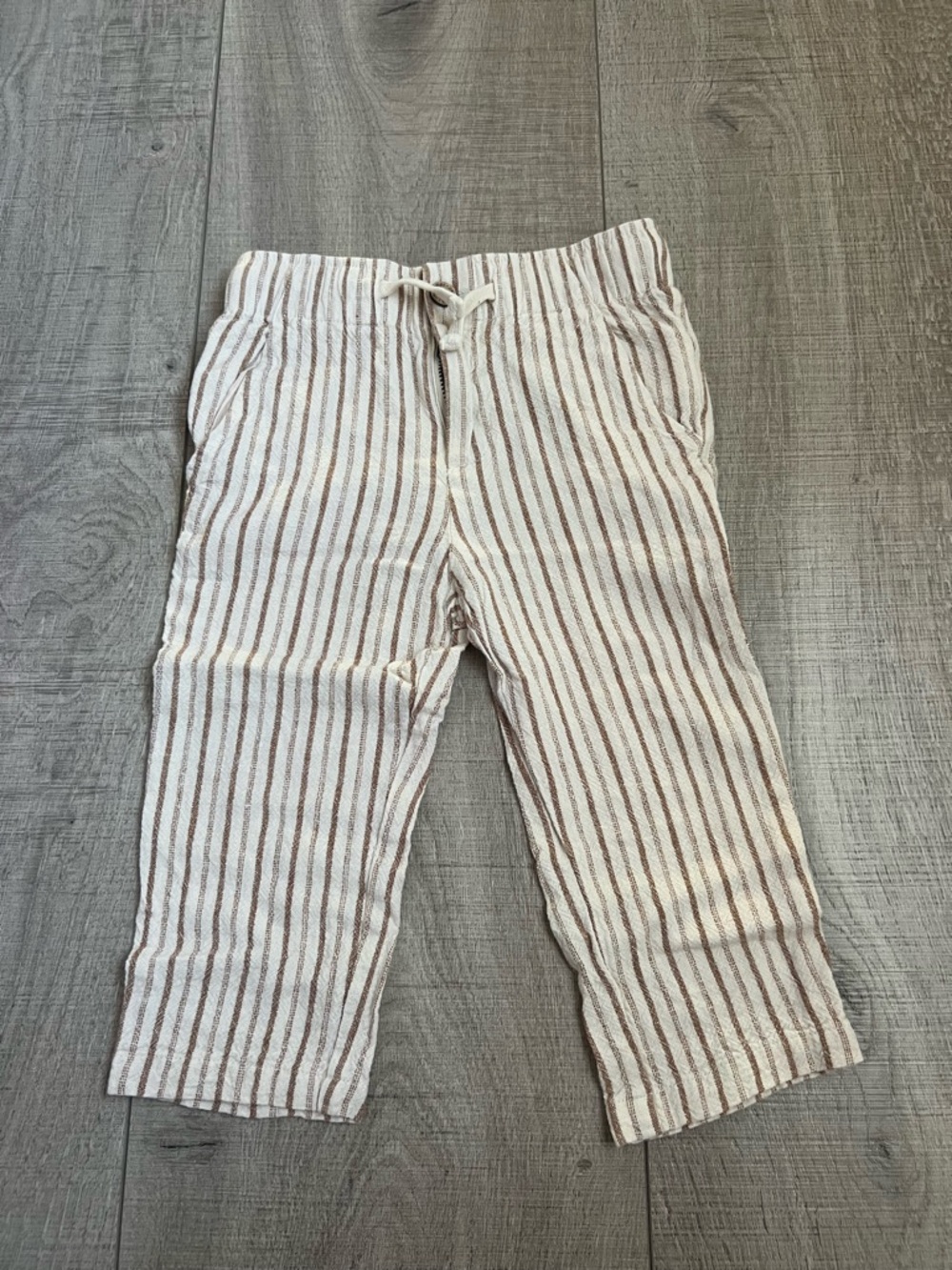 Rylee + Cru Cream and Brown Striped Kids Pants Size 2-3 Years